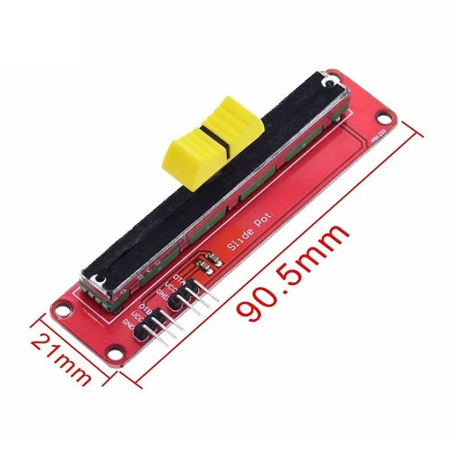 Dimensiones Modulo de Potenciometro Lineal Deslizante 10 KΩ 5V para Arduino, Raspberry; PIC, Ferretrónica