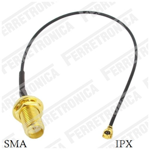 Cable Adaptador RF SMA Hembra a u.FL - IPX - IPEX Macho, Ferretrónica
