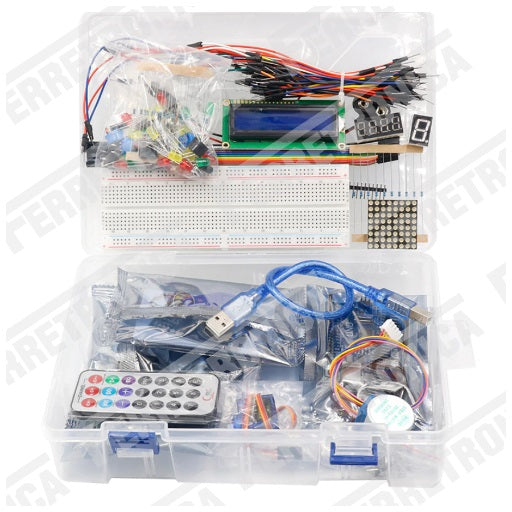 KIT Arduino UNO de Iniciacion - Starter Kit Arduino Uno con caja Organizadora, Ferretrónica