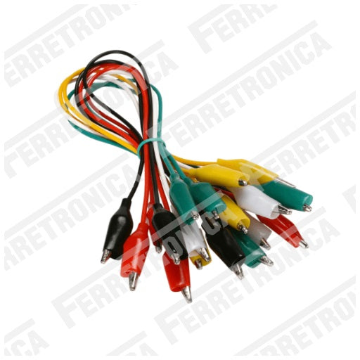 KIT Set Juego de 10 Cables Caiman a Caiman de Colores Surtidos, Ferretrónica