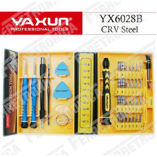Kit de Destornilladores Precisión YaXun YX6028B 38 en 1, Ferretrónica