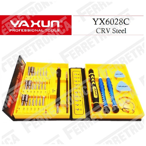 Kit de Destornilladores Precisión YaXun YX6028C 30 en 1, Ferretrónica