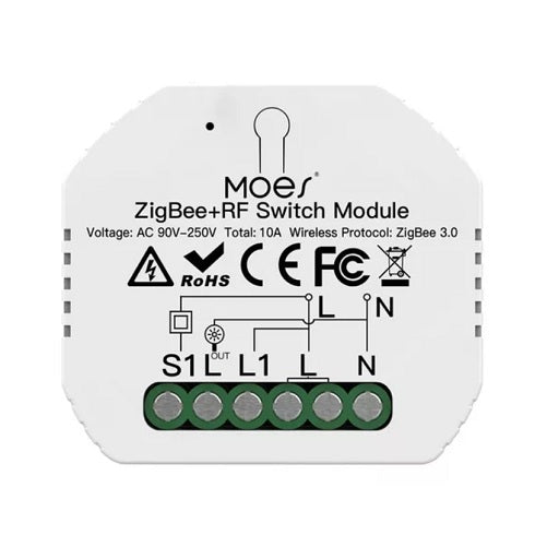 Modulo Switch Interruptor Inteligente ZigBee + RF Compatible con Aplicaciones Smart Life y Tuya Requiere HUB ZigBee Compatible cos asistentes de Voz Amazon Alexa y Google Home, Ferretrónica