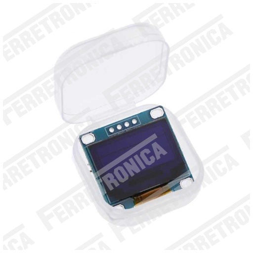 Modulo Display LCD OLED 128x64 1.3 pulgadas, comunicacion I2C 4 Pines con caja de proteccion, Ferretrónica