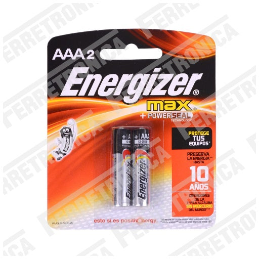 Par de Pilas AAA Alcalina 2 Baterias Energizer, ferretrónica