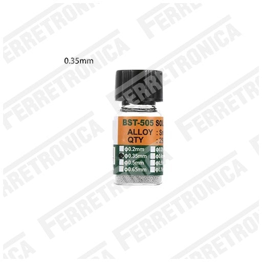 Soldadura de Estaño en Bolas - Esferas 0.35mm Sn63-Pb37 para reparacion de Circuitos impresos PCB - BGA Reballing, Ferretrónica