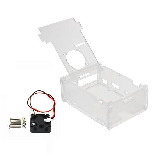 caja acrilica transparente para raspberry pi + ventilador, ferretrónica