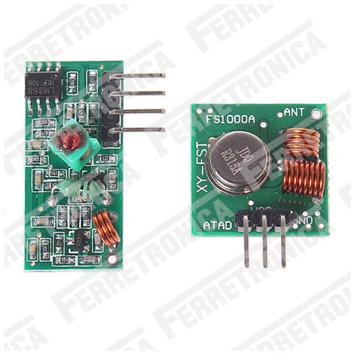kit modulos de comunicacion inalambrica RF 315 Mhz Transmisor y receptor, ferretrónica